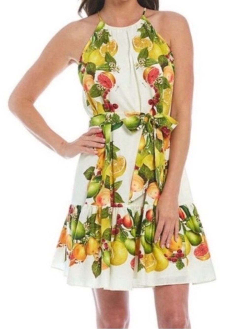 ANTONIO MELANI Antonio Melani Sloan Halter Citrus Print Dress • EUC • Size 12